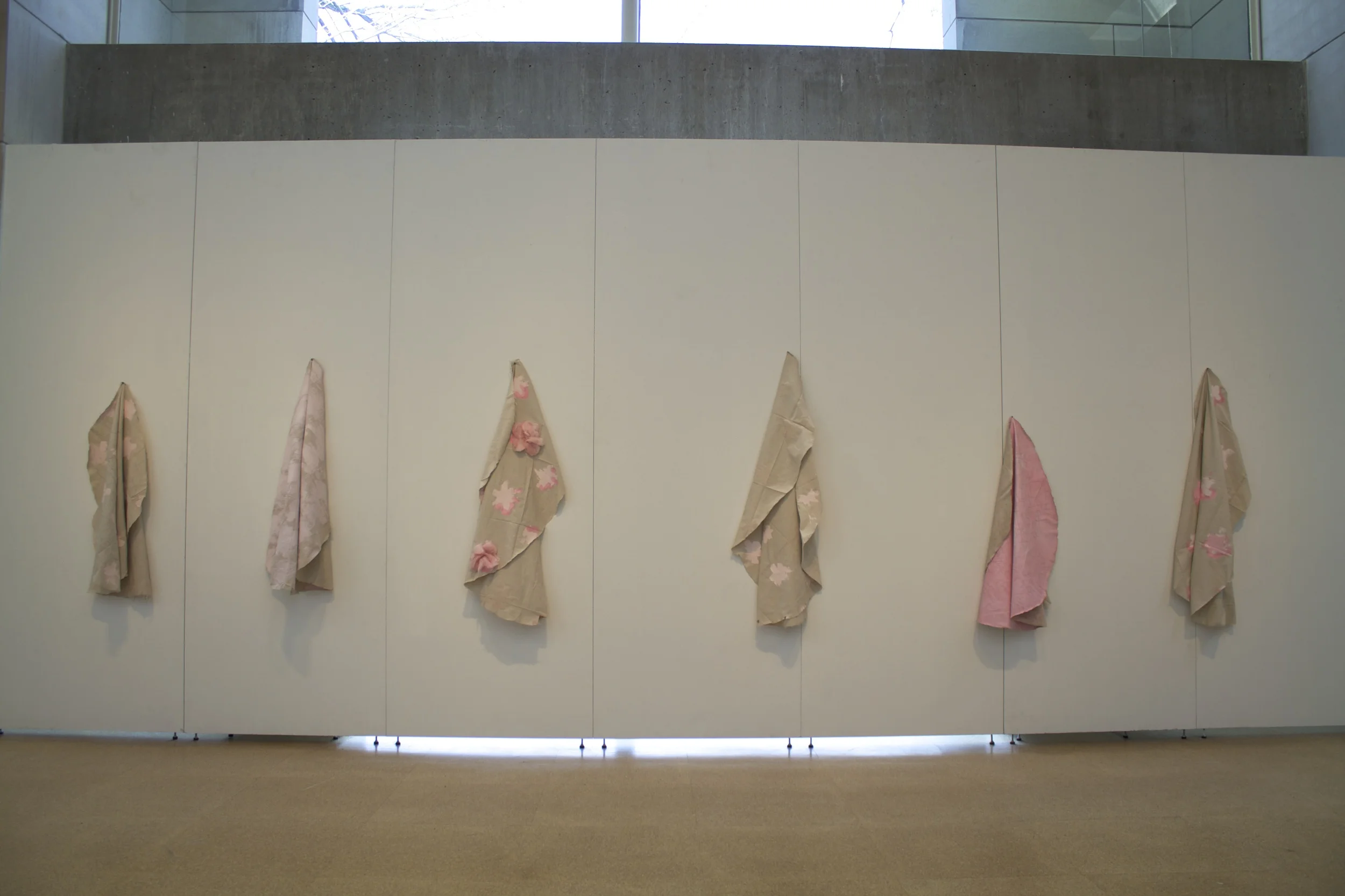   doilies   canvas, latex paint, fibre glass insulation, pencil.  various dimensions 