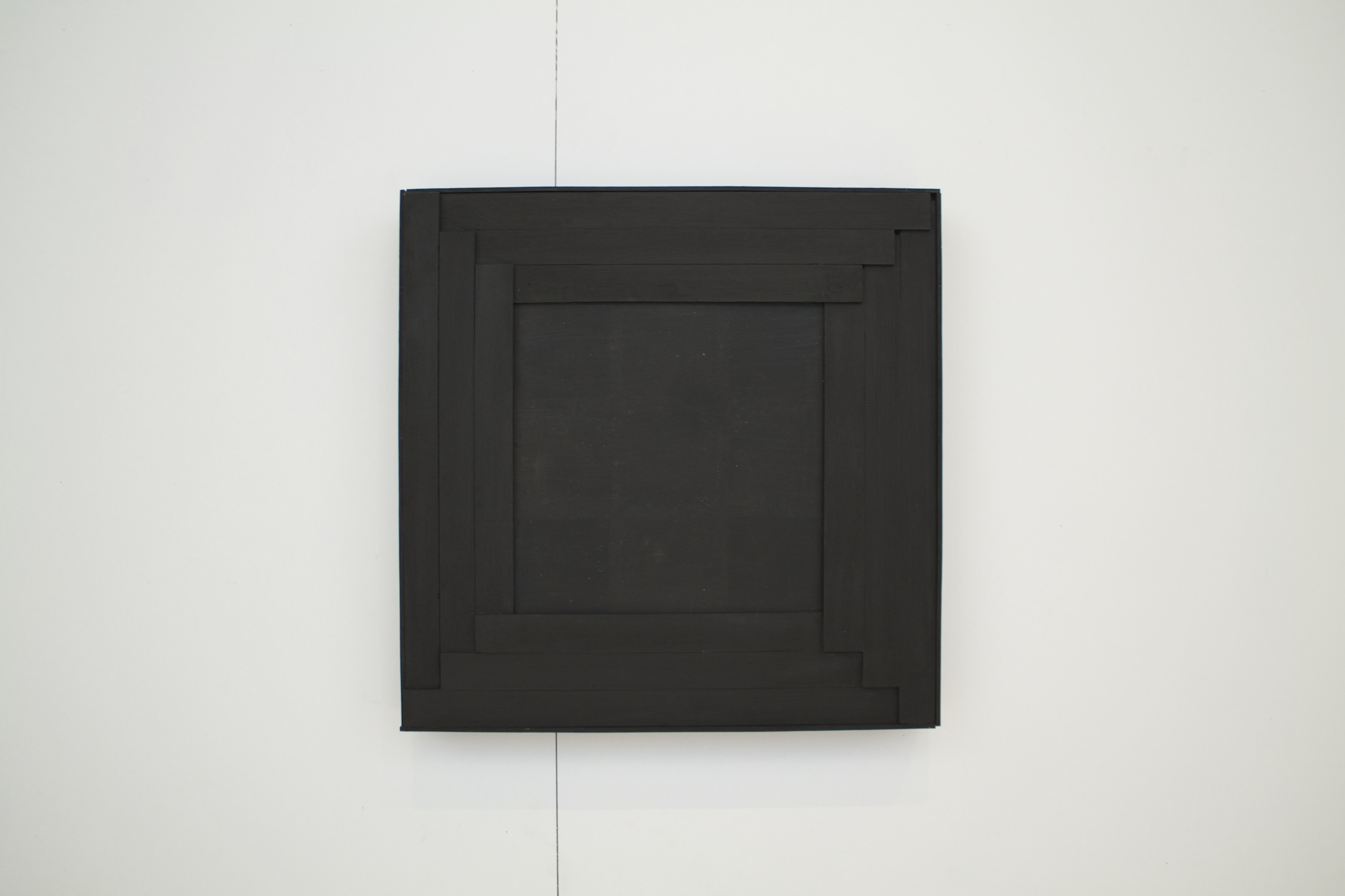   weave III (after Ad Reinhardt)   wood, nails, acrylic paint, dust.  22" x 22" 