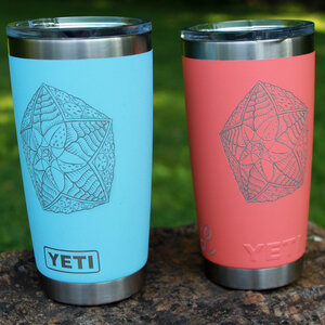 Teal and Coral Yeti Haeckel Style Tumblers — Laserworm