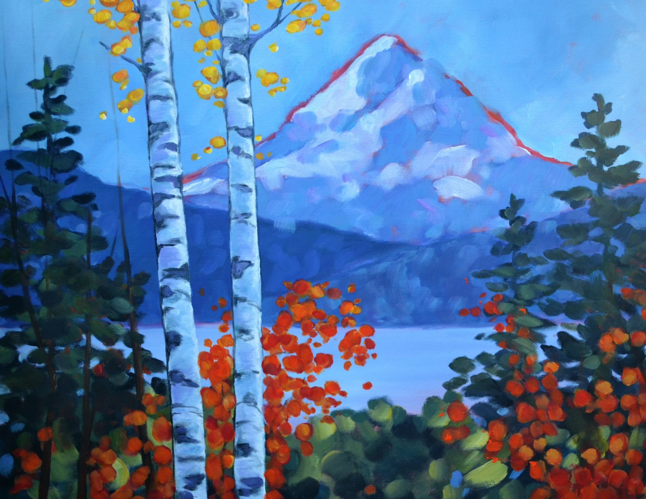 Mt. Hood and Two Aspens