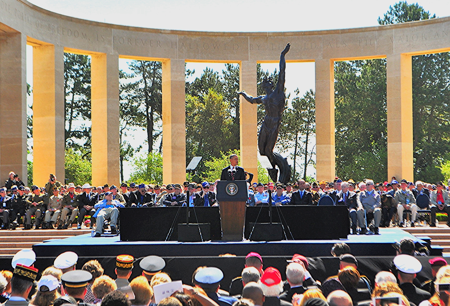 The French/American ceremony at Omaha Beach