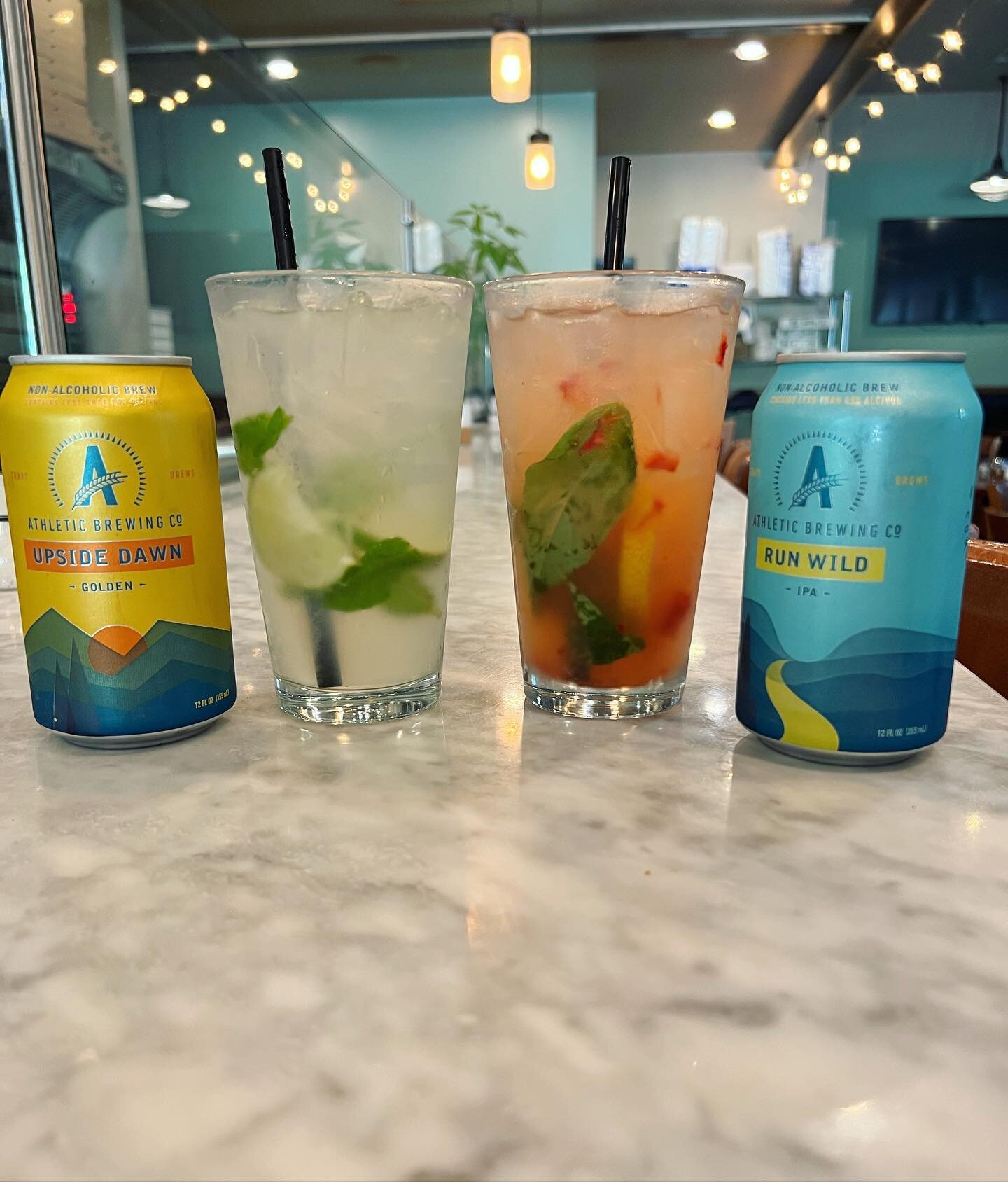 Today we&rsquo;re introducing some of our nonalcoholic options!
We have added mocktails and nonalcoholic beer.
Pool Day: a refreshing spritzer with lime and mint
Strawberry Fields: Lemonade with muddled strawberry and basil
Athletic Beer: Golden Ale 