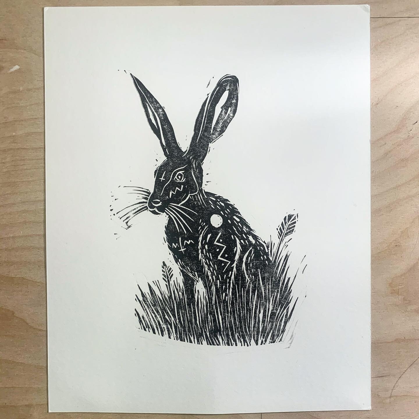Printed the Hare today. 
-
-
-
-
-
-
#printmaking #reliefprint #reliefprintmaking #procreate #illustration  #art #blackandwhite #blackandwhiteartworking #homeprinting #linocut #lino #linocutprint #printmaker #printmakersofinstagram #tattoo #dark #bnw