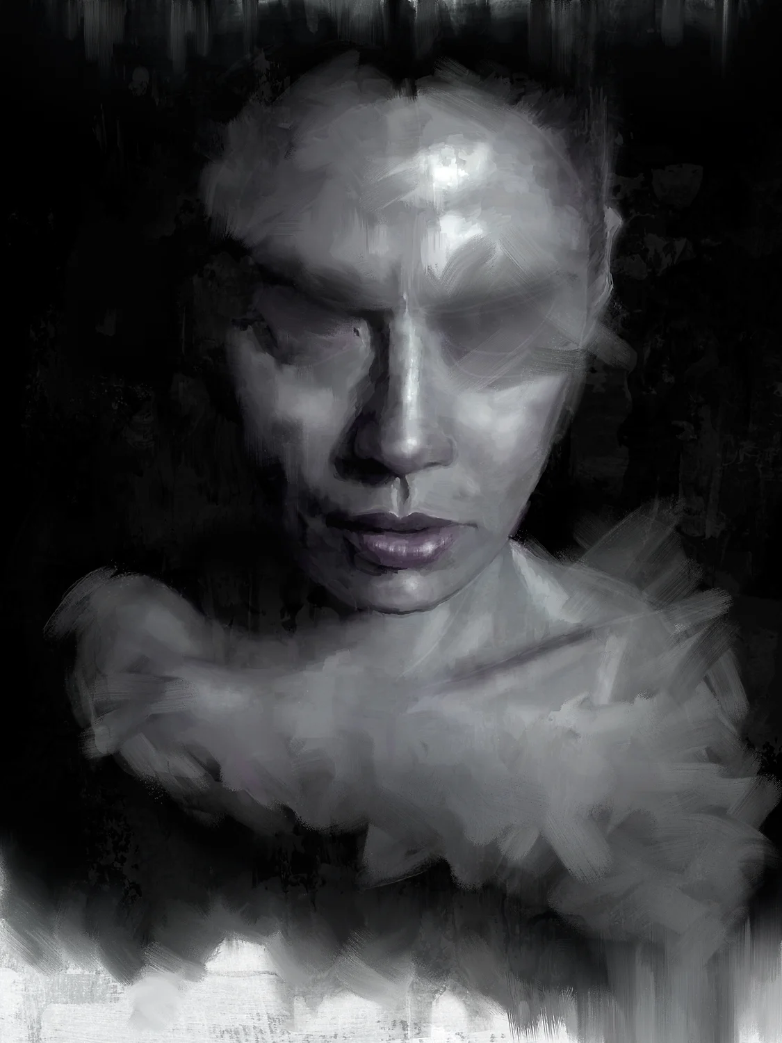 Female Head on Black