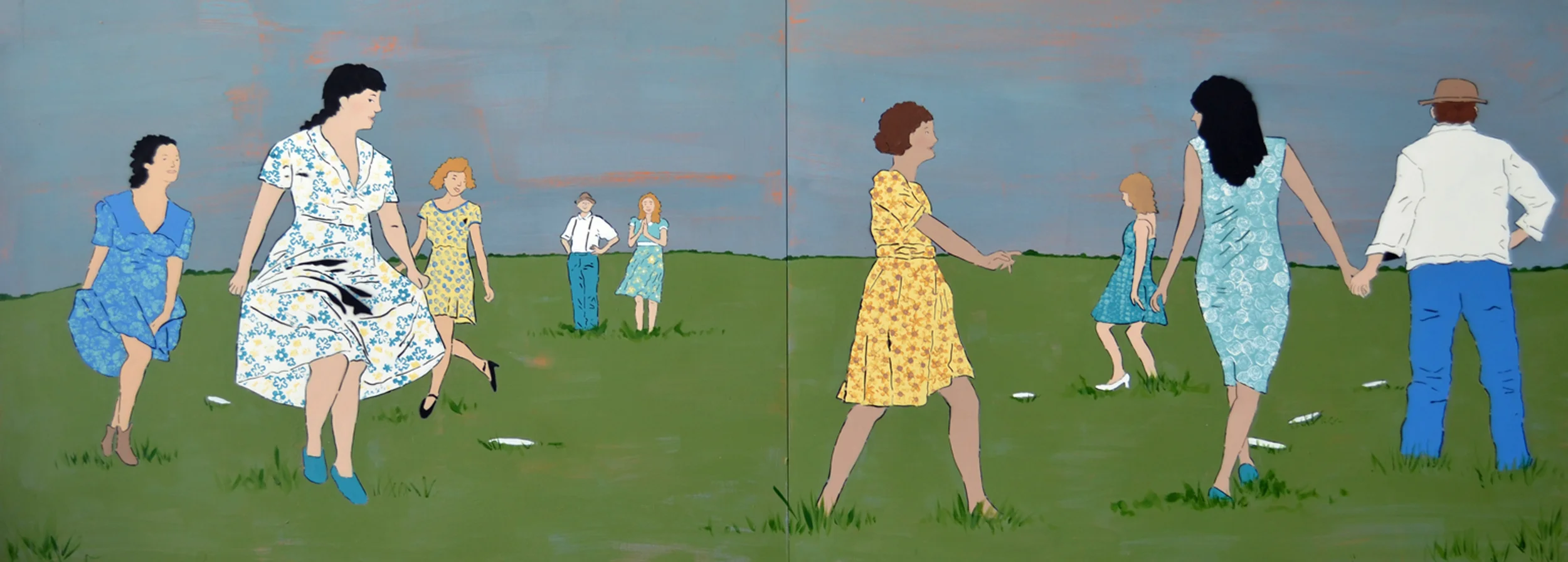Cakewalk Enamel and Acrylic On Clayboard 2 Panels 30” x 24” each 1500.