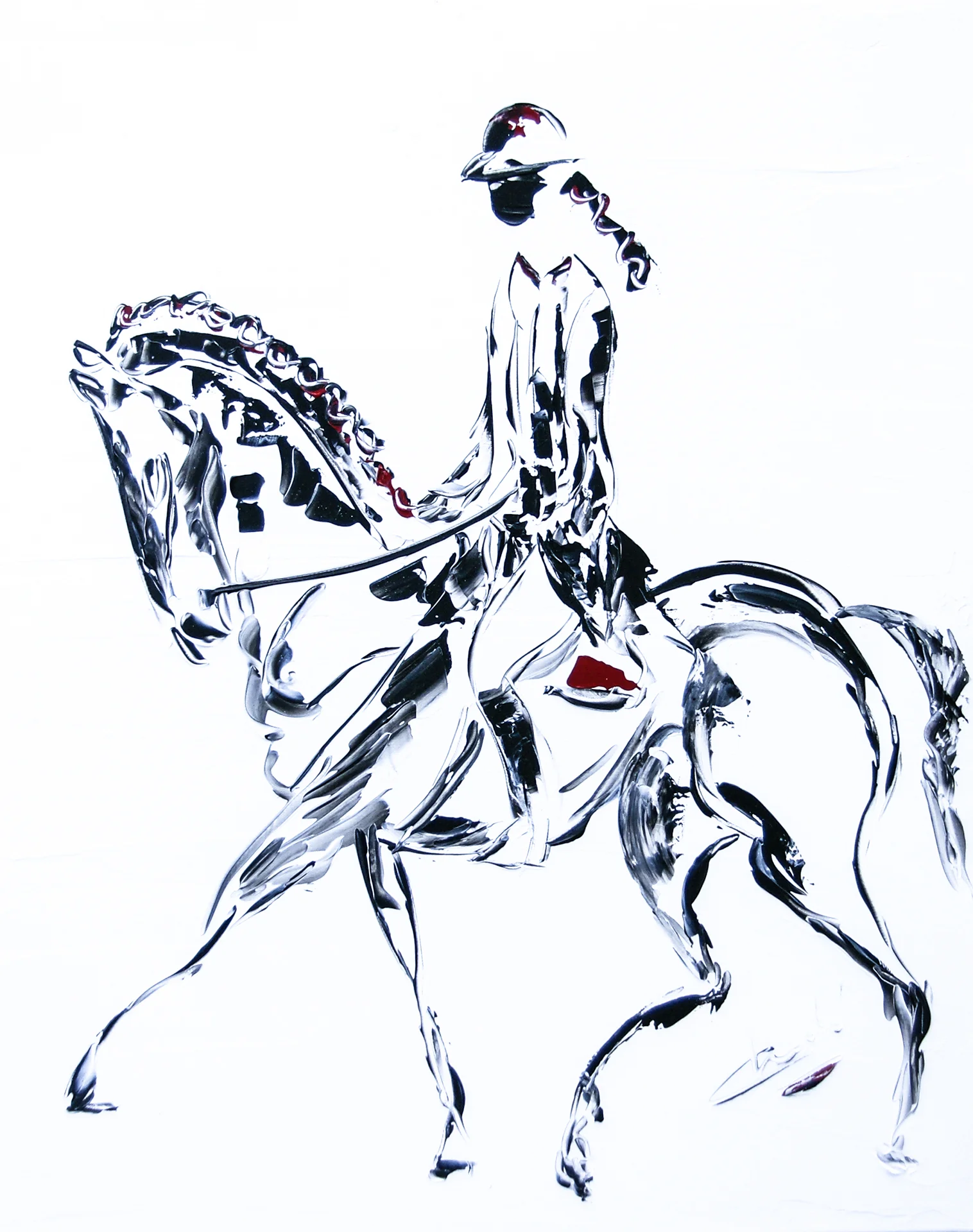 98 - Cavalière au pas de dressage
