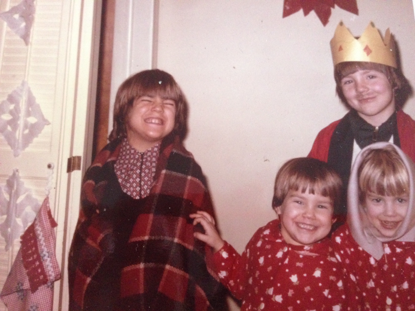That's me with the dishcloth on my head.