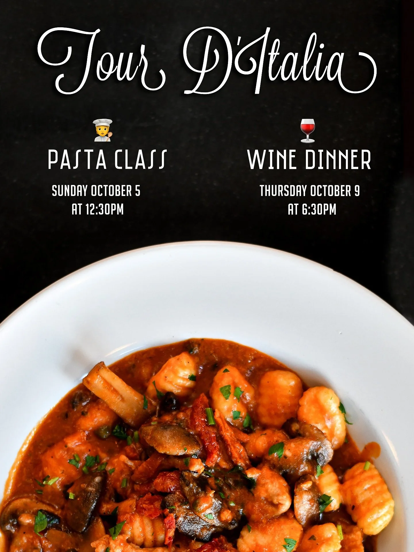 October is Italian Heritage Month 🇮🇹 Celebrate with our Tour D'Italia events! Join us for a hands on Pasta Class or a 5-course Wine Dinner featuring the flavors of Veneto. 🍝🍷 Link in bio to grab your tickets to both!&nbsp;

🧑&zwj;🍳 Pasta Class,