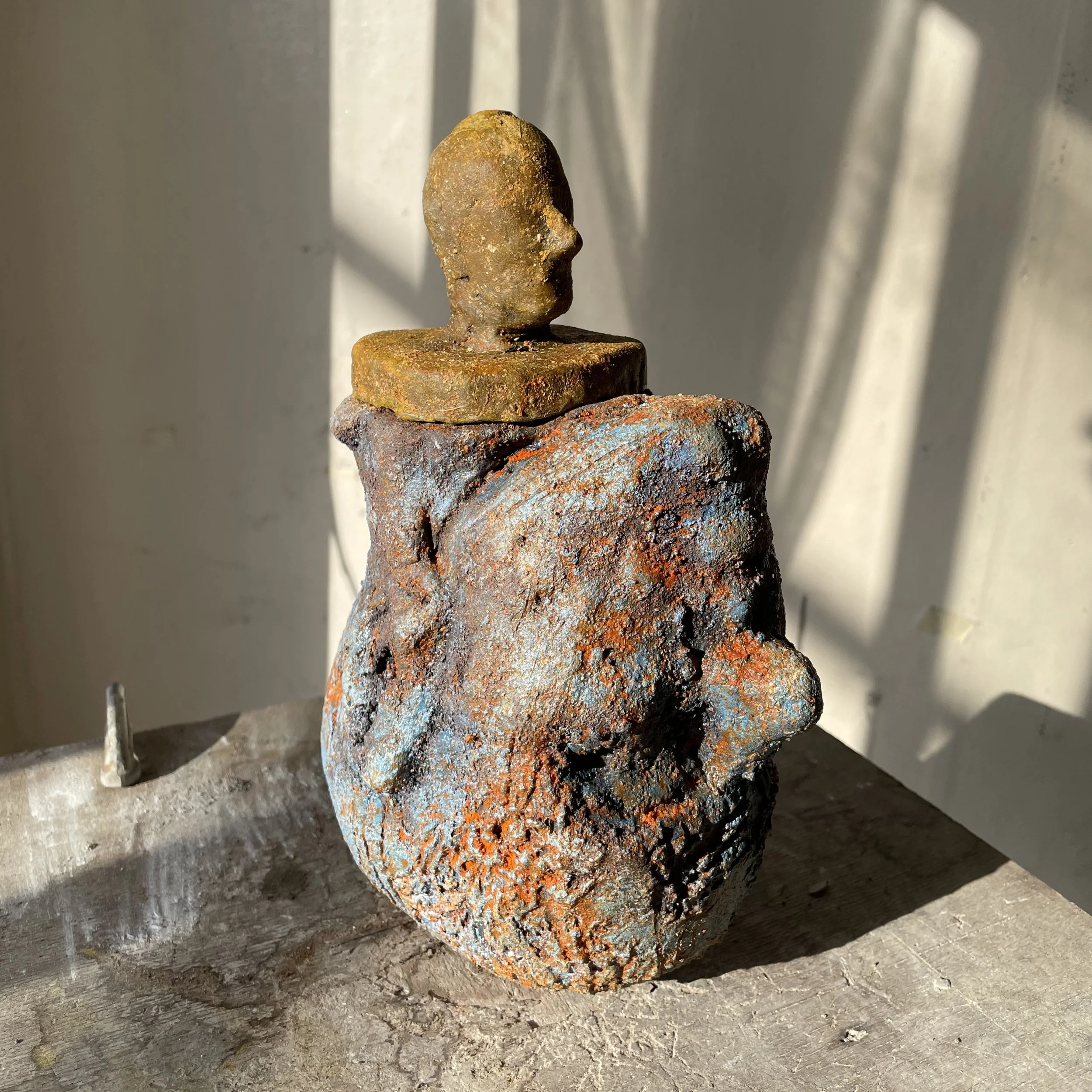 7. Vessel Head, 2020, self-hardening clay and mixed media, 11x4x5.jpeg