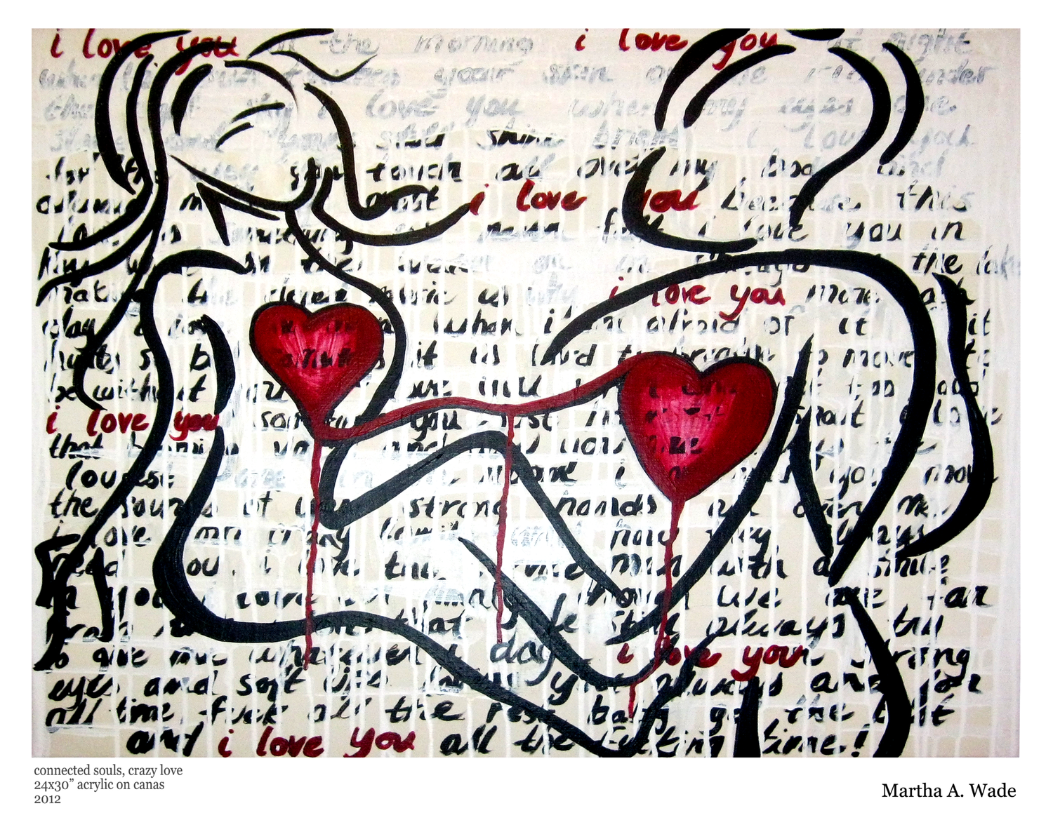 Connected Souls, Crazy Love – Intimate Mixed Media Print by Martha