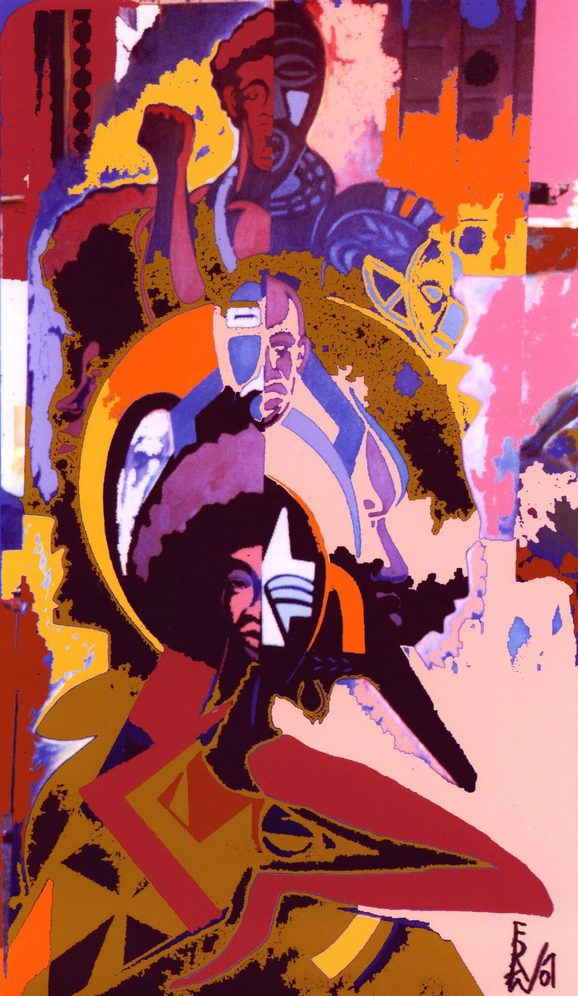 Malcolm, Angela, Martin. Digital Art on Canvas by Eda Wade. 2007