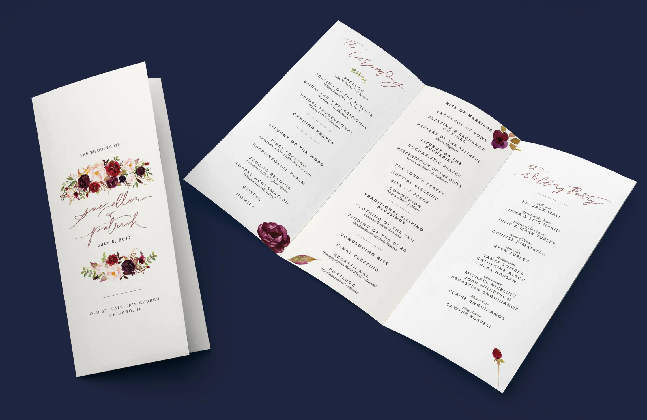 Tri-Fold Wedding Program