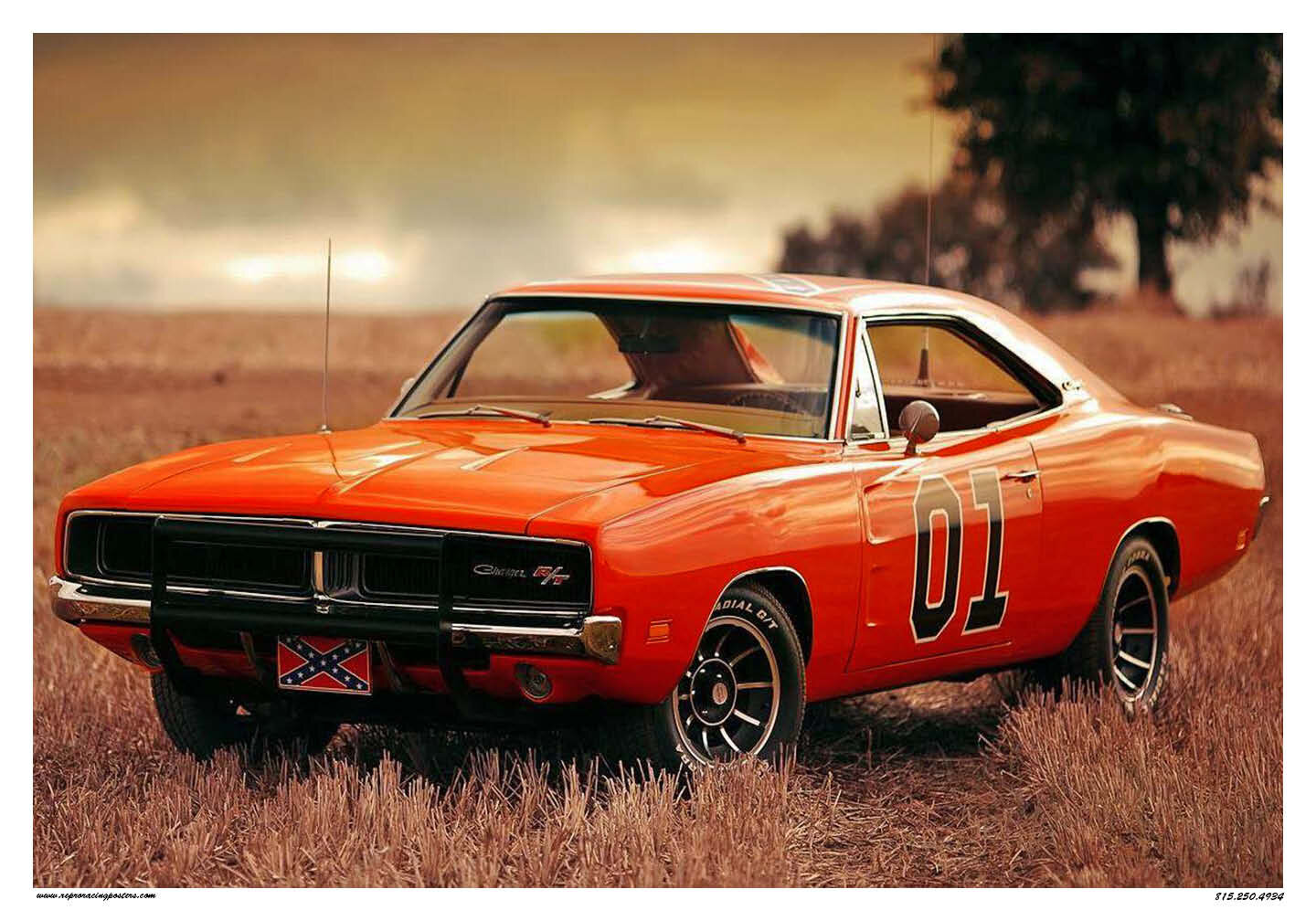 General Lee Dodge Charger — Vintage Reproduction Racing Posters
