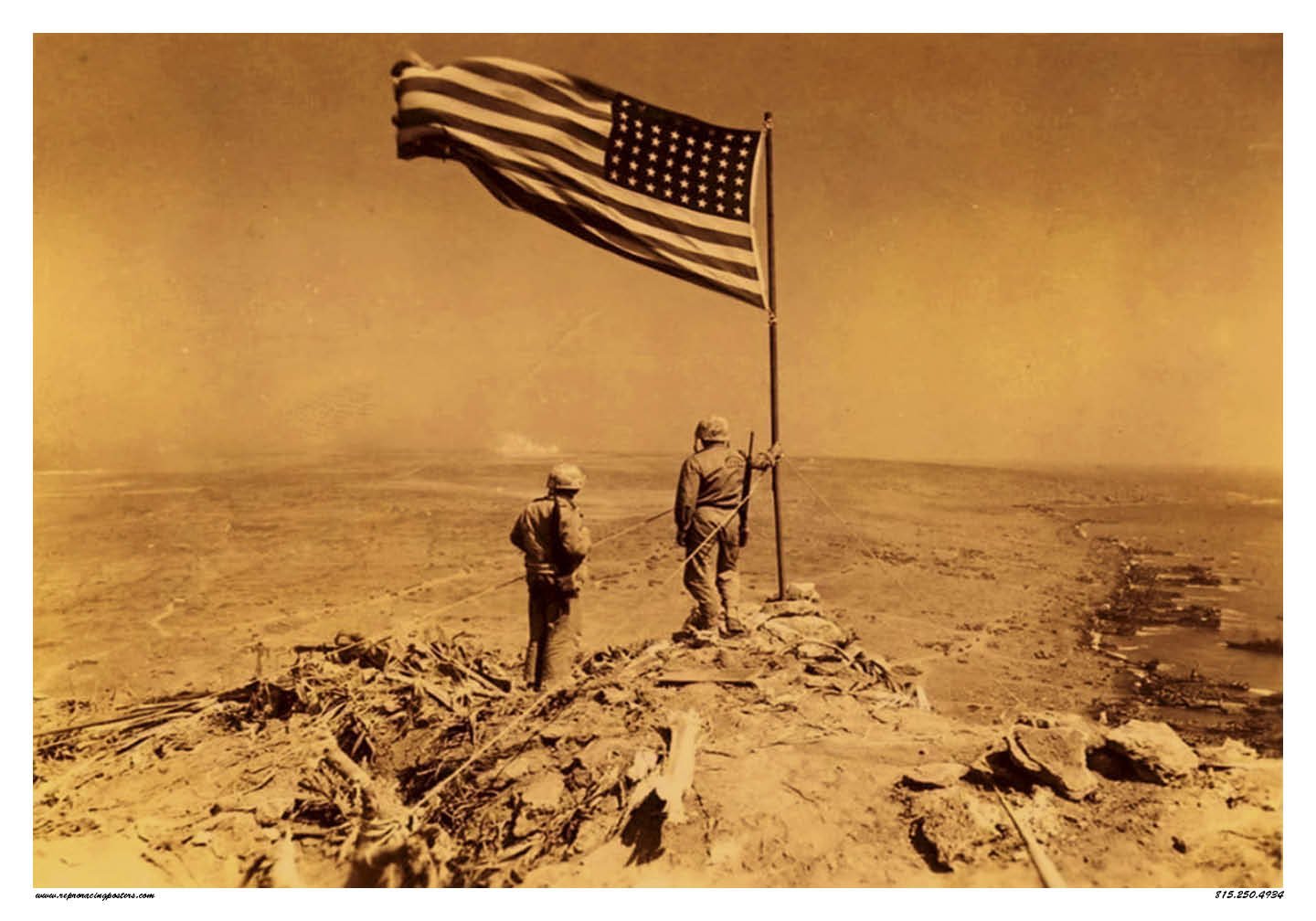 2 Sldiers American Flag Iwo jima