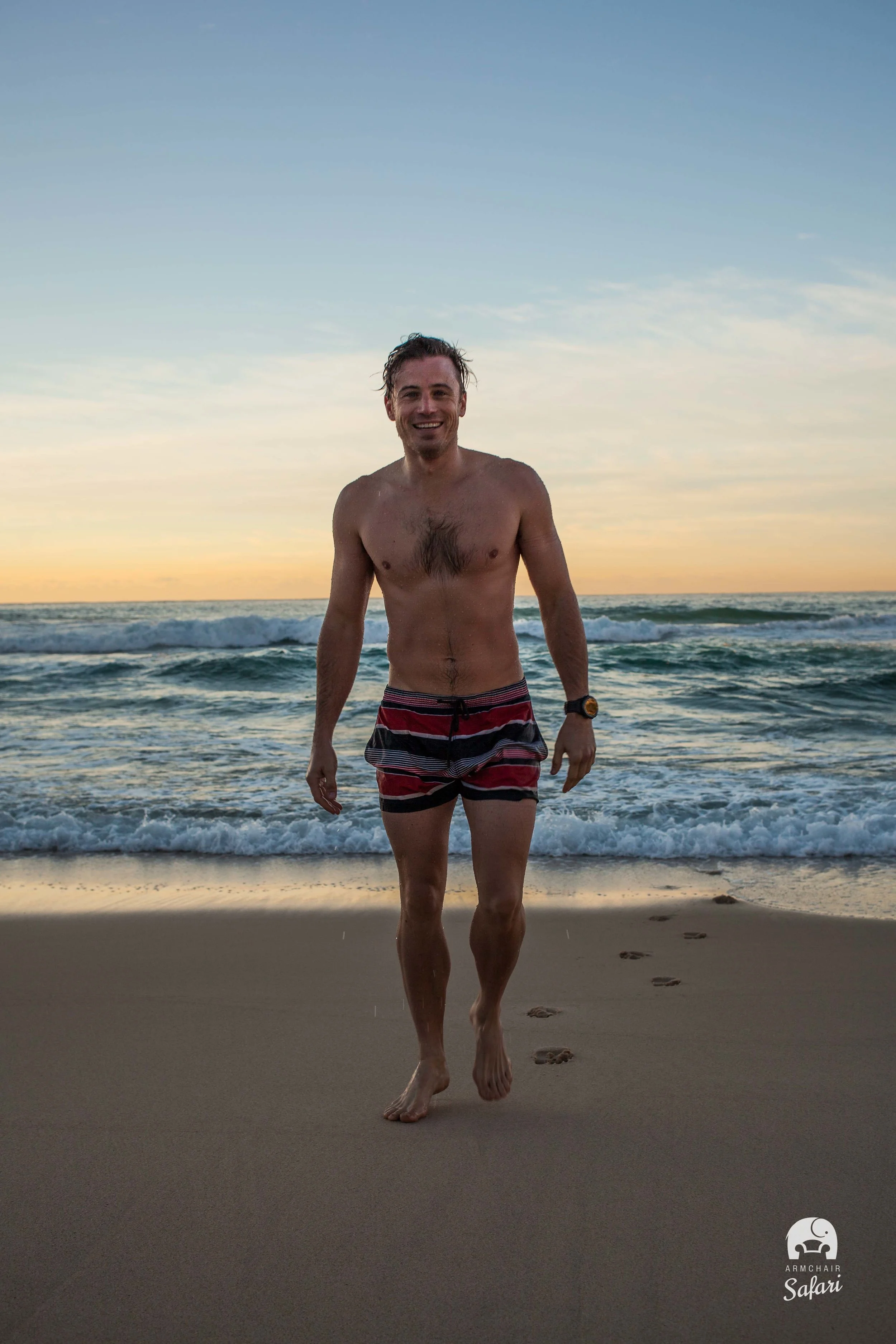 TV Presenter James Tobin on Tamarama Beach, NSW, Australia