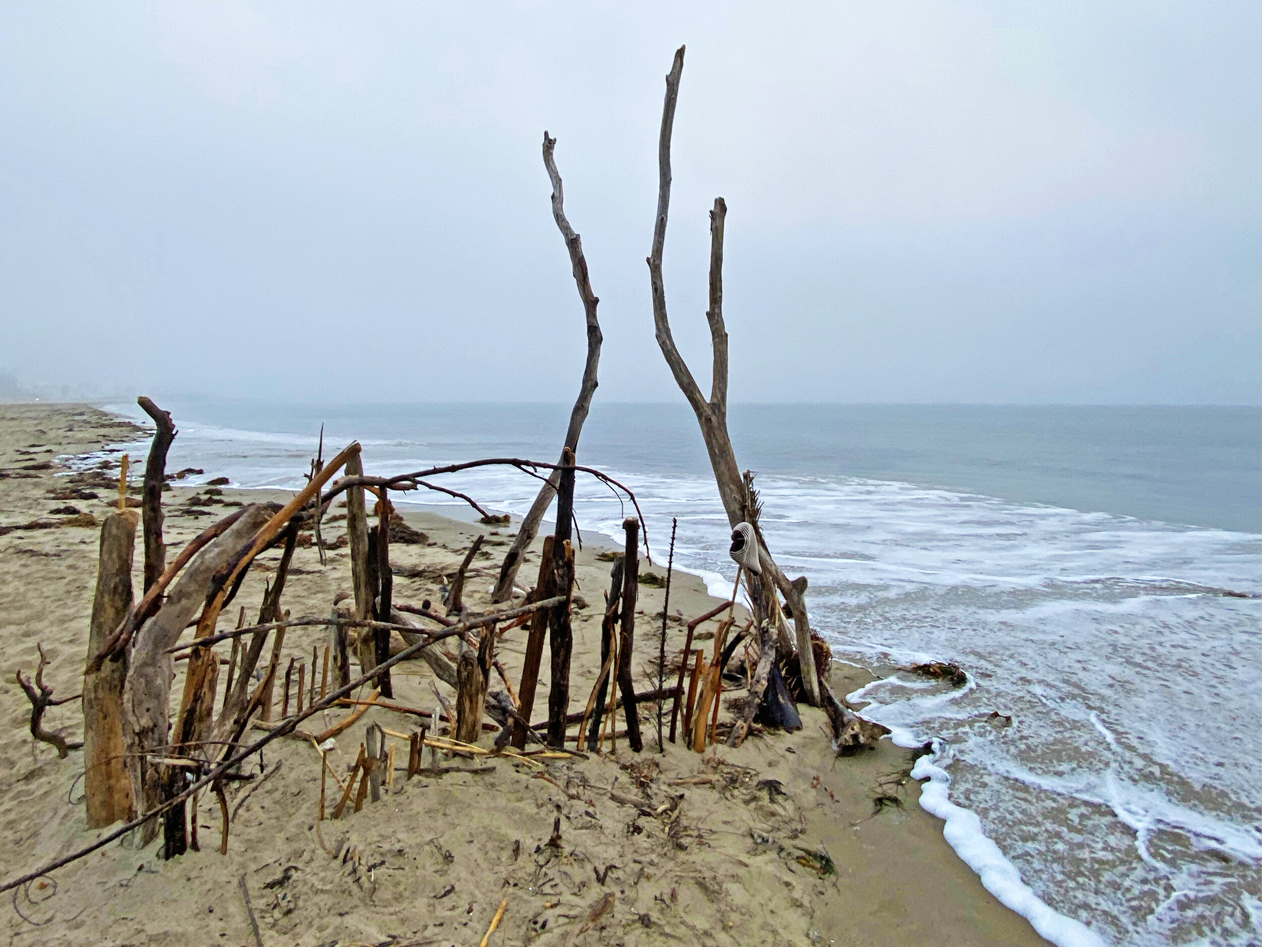 When the sea was rough, at high tide waves approached, but Y and \ stood their ground. Literally.