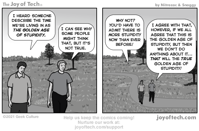 via the Comic Noggins of Nitrozac and Snaggy at The Joy of Tech®!