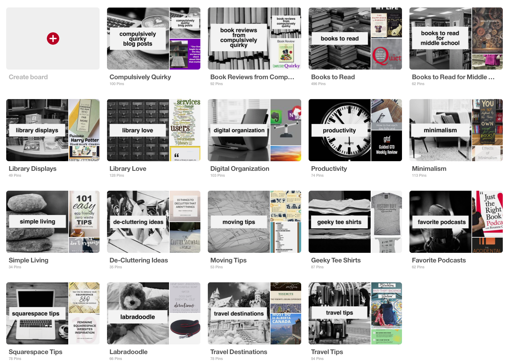 Custom board covers I created with Typorama for my Pinterest account.