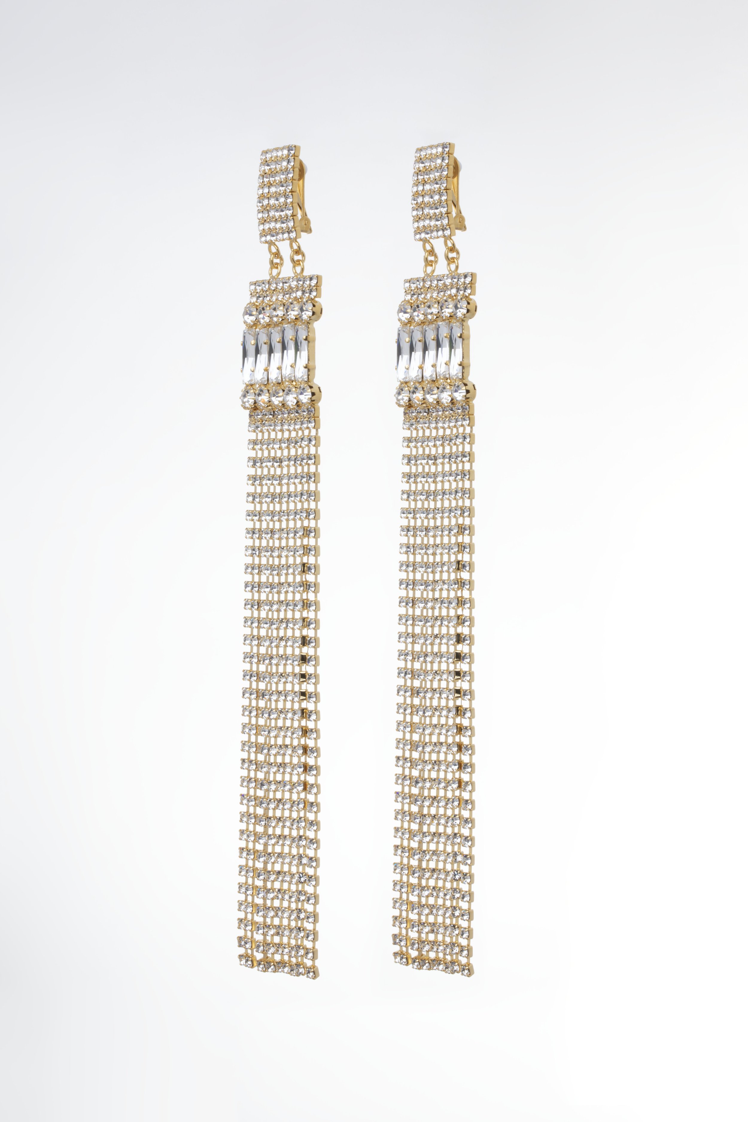 Baguette Crystal Fringe Earrings