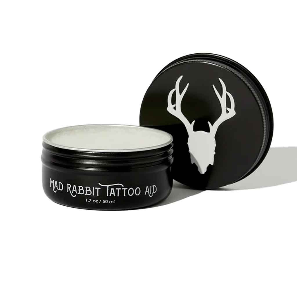 open jar of mad rabbit tattoo recovery tattoo after care