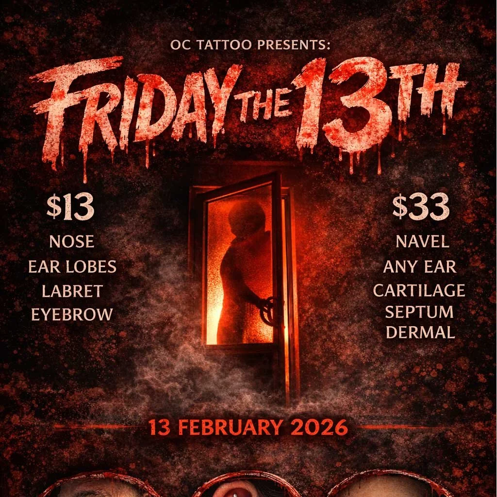 Friday the 13th is back! Join us on February 13, 2026 for our Friday the 13th piercing 