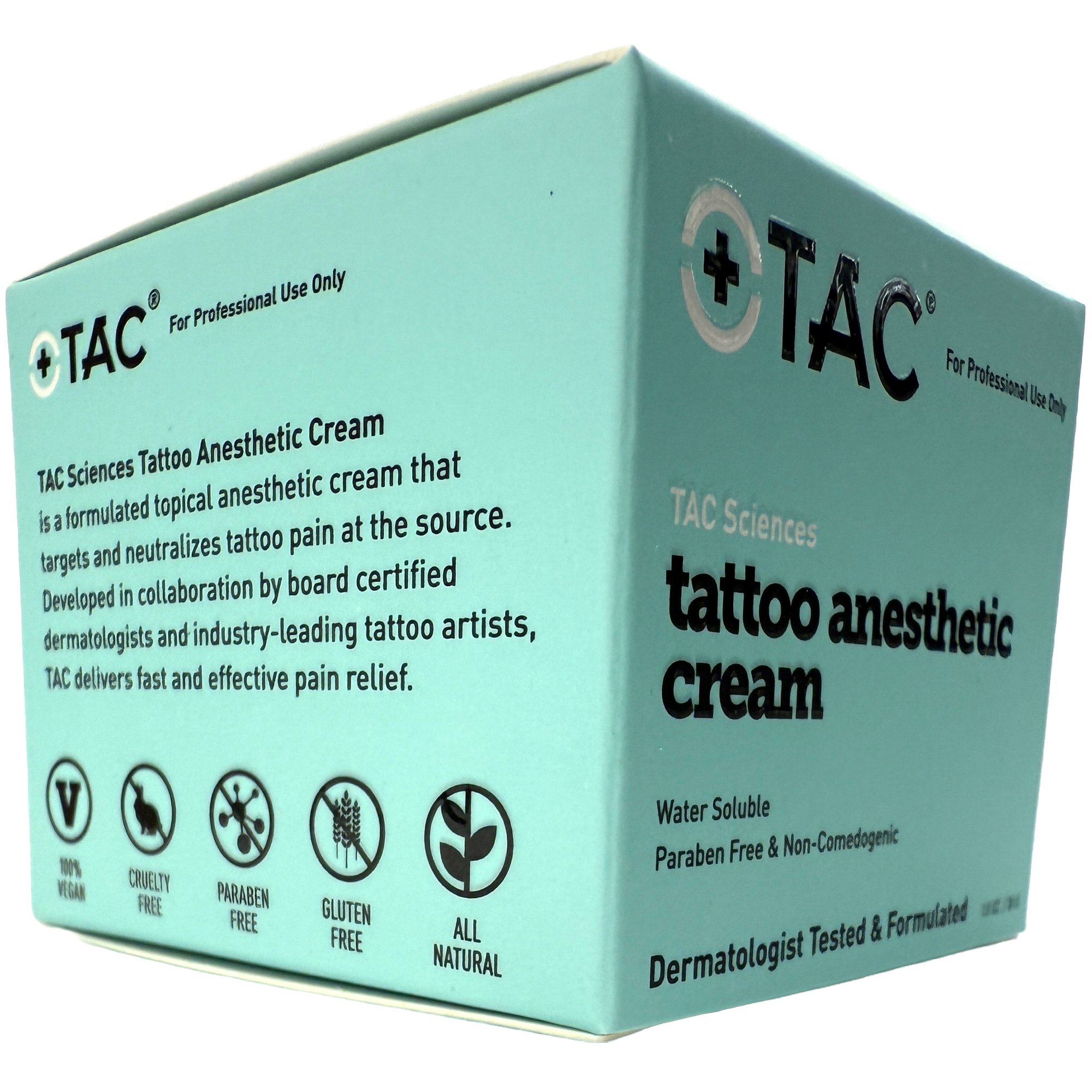 Tac Sciences Tattoo Numbing Cream helps reduce pain during your tattoo session. Fast-acting, long-lasting, and skin-safe.