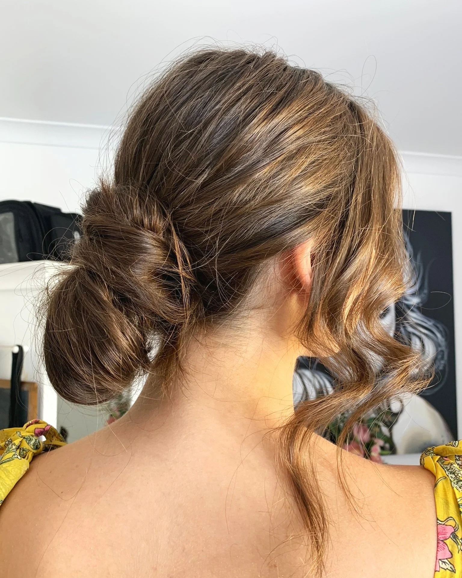 Textured low bun