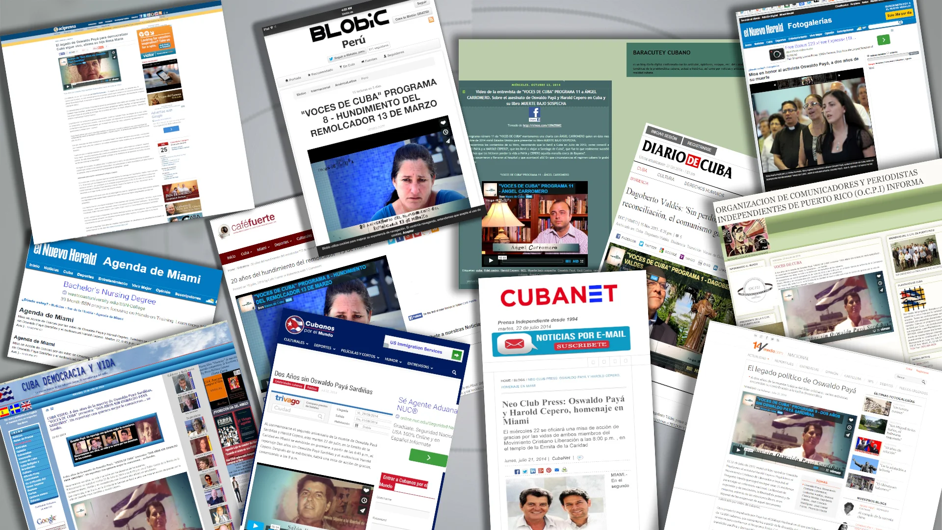 Cobertura de algunos de los programas de "VOCES DE CUBA" en blogs, paginas web y portales de diarios en internet.