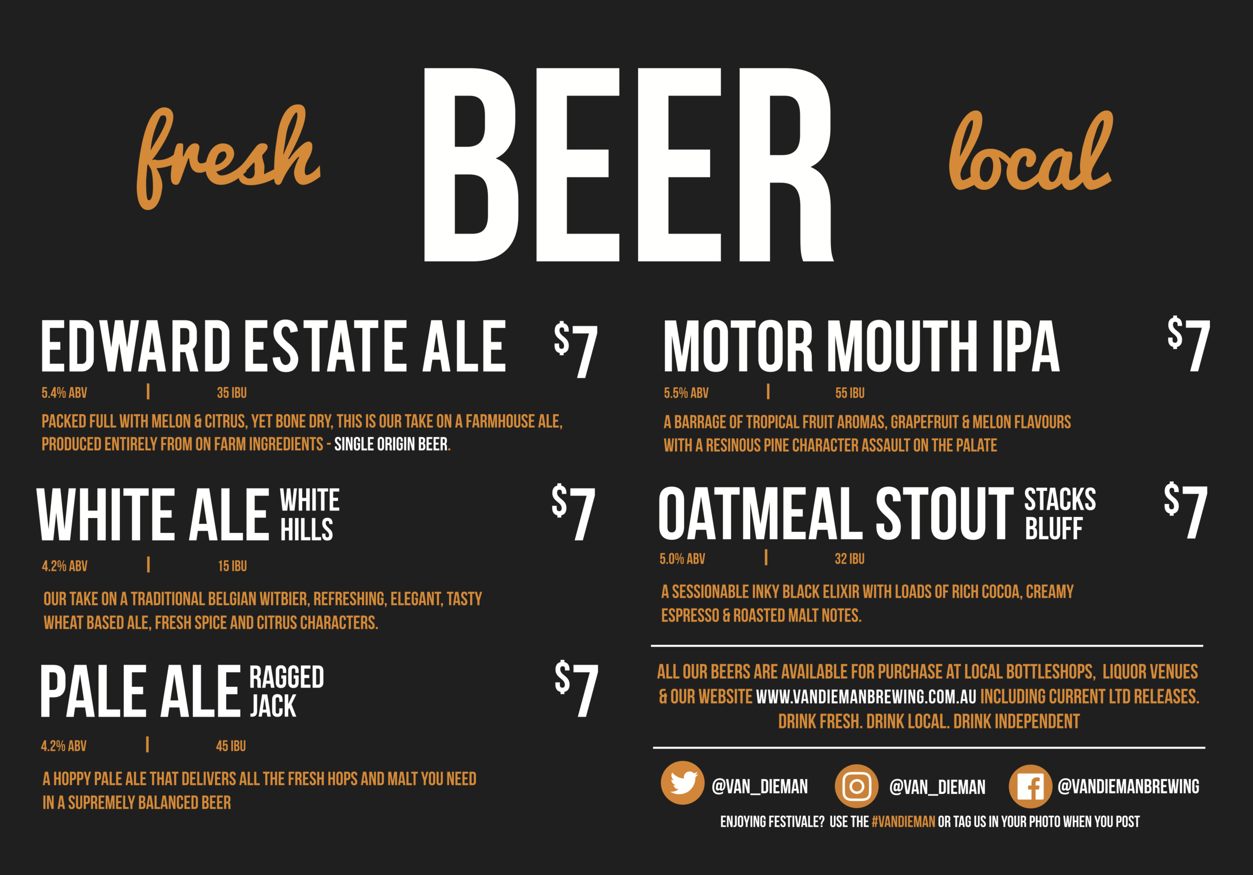 2018 Beer Menu - Stall 74