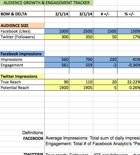 Audience growth & engagement tracker (auto-calculating xls)
