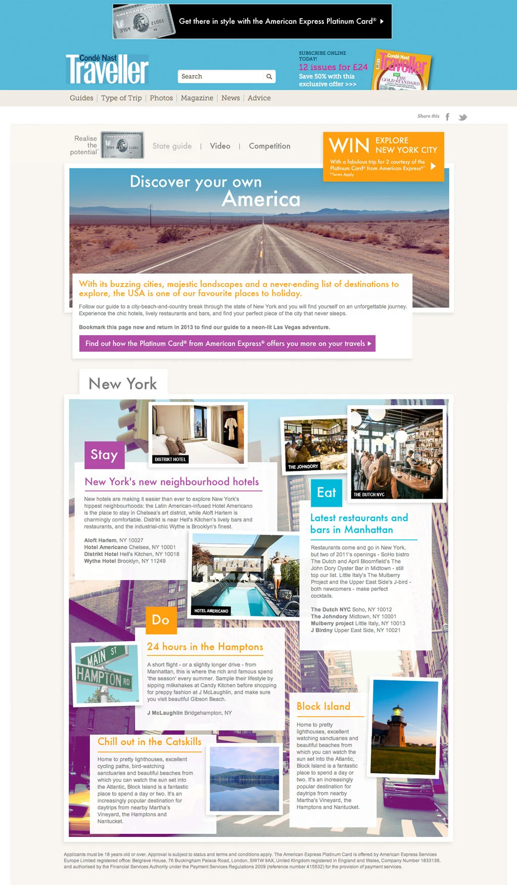 CNTraveller.com: Amex campaign