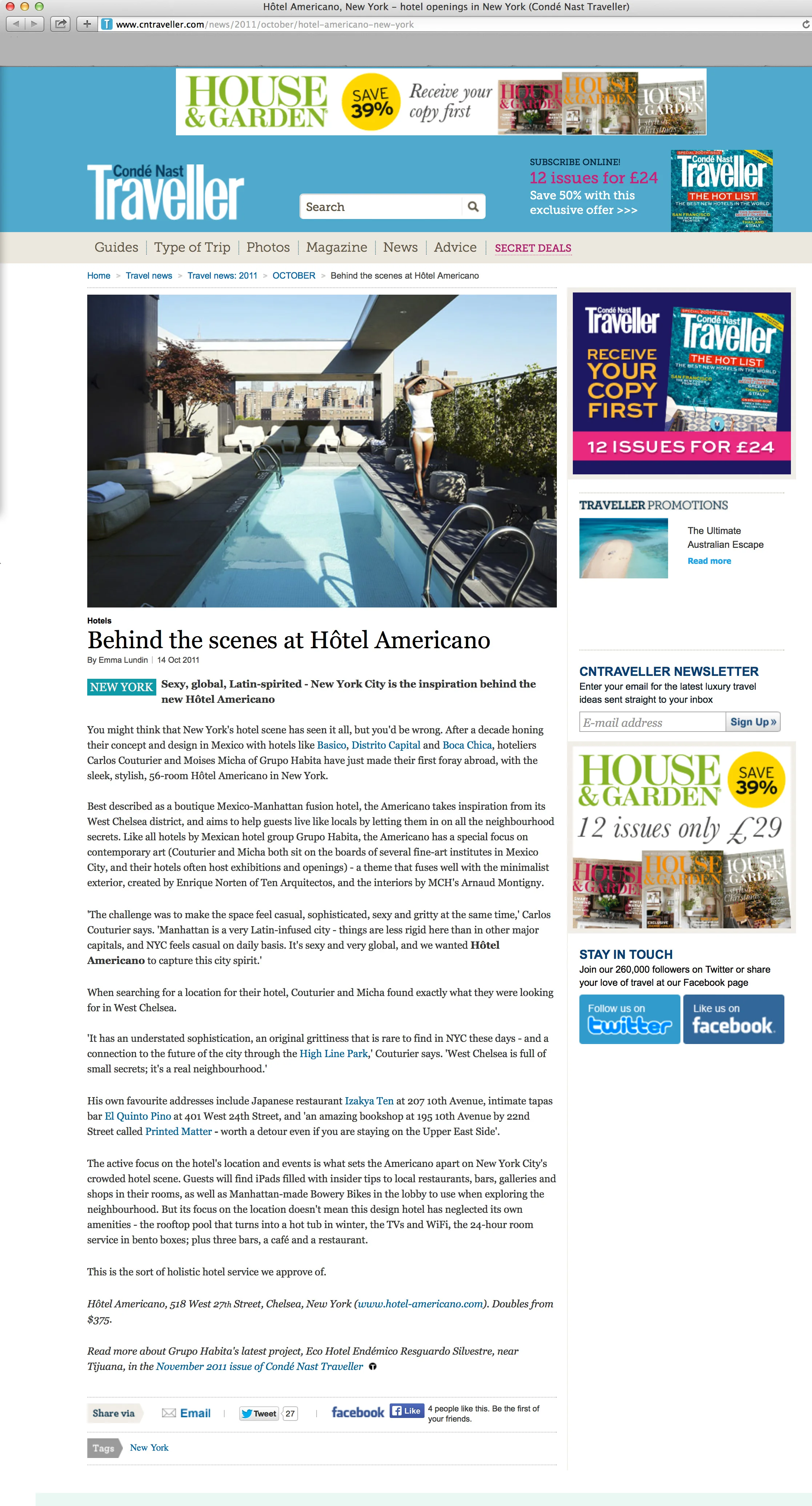 CNTraveller.com: Hôtel Americano