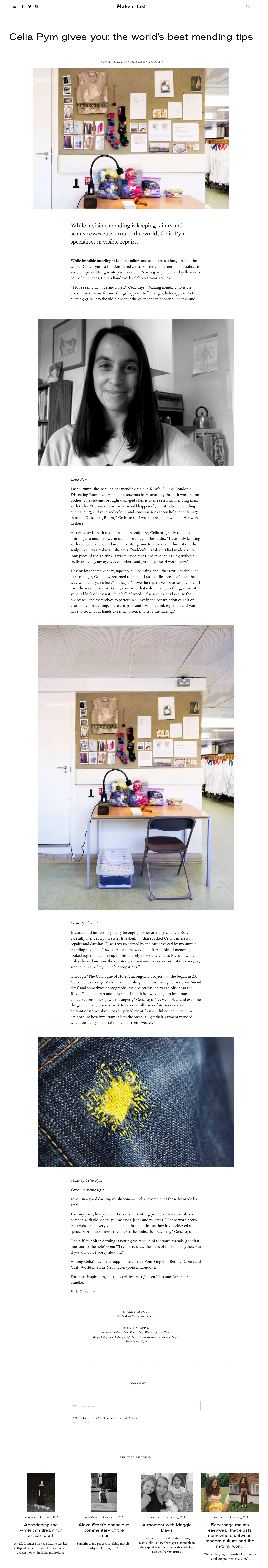 Celia Pym gives you: the world’s best mending tips