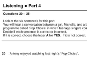 PET B1 Listening part 4 (explicación y trucos)