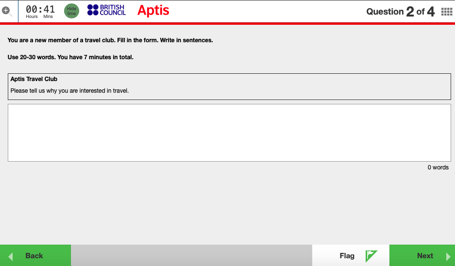Aptis writing part 2 Short text writing