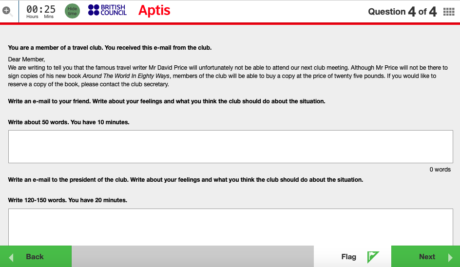 Aptis writing part 4 Formal and informal writing