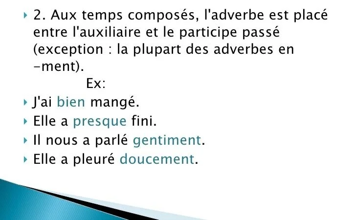 Francés nivel A1/A2/B1: la place de l'adverbe dans la phrase ...