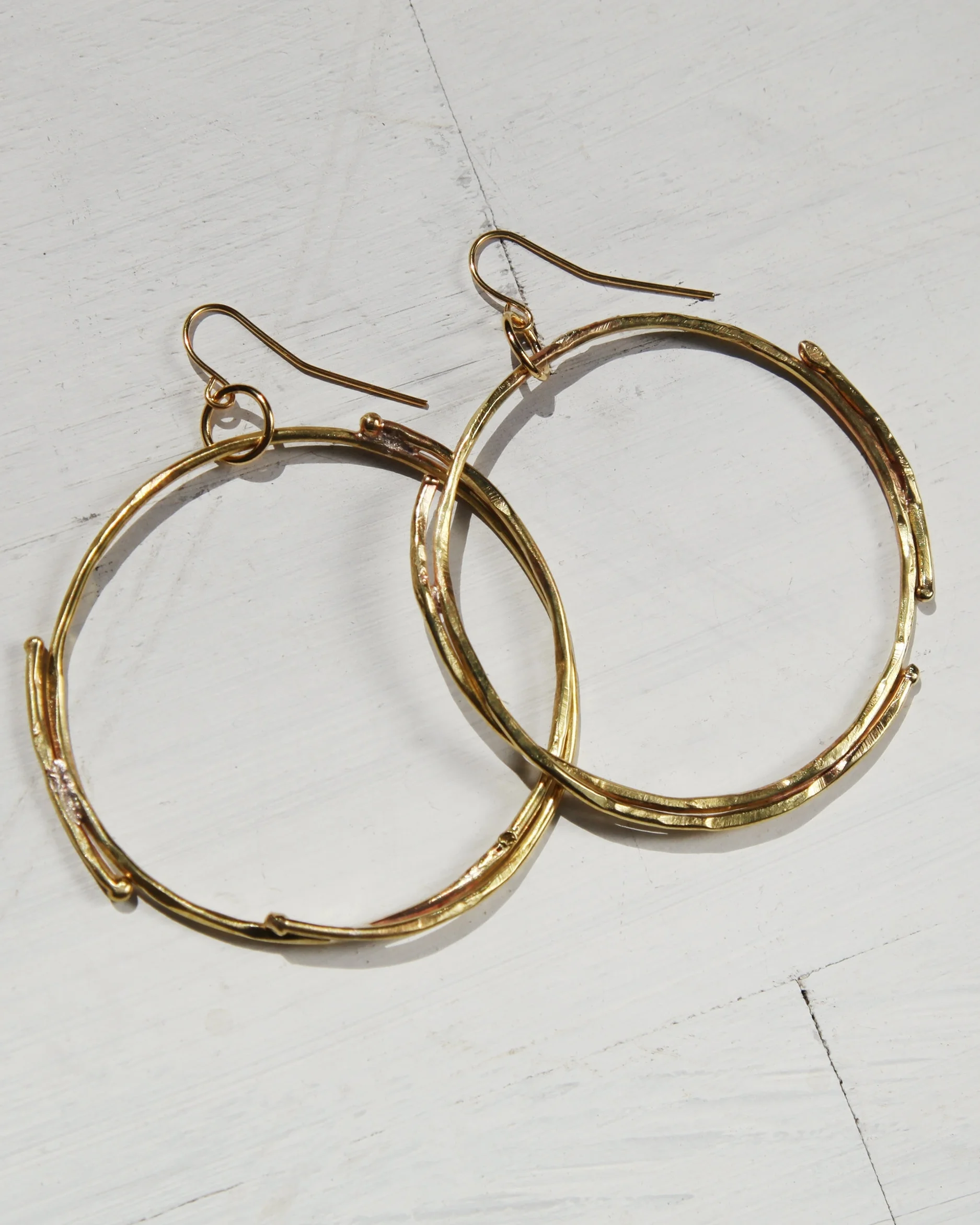 Pounded Hoop Earrings