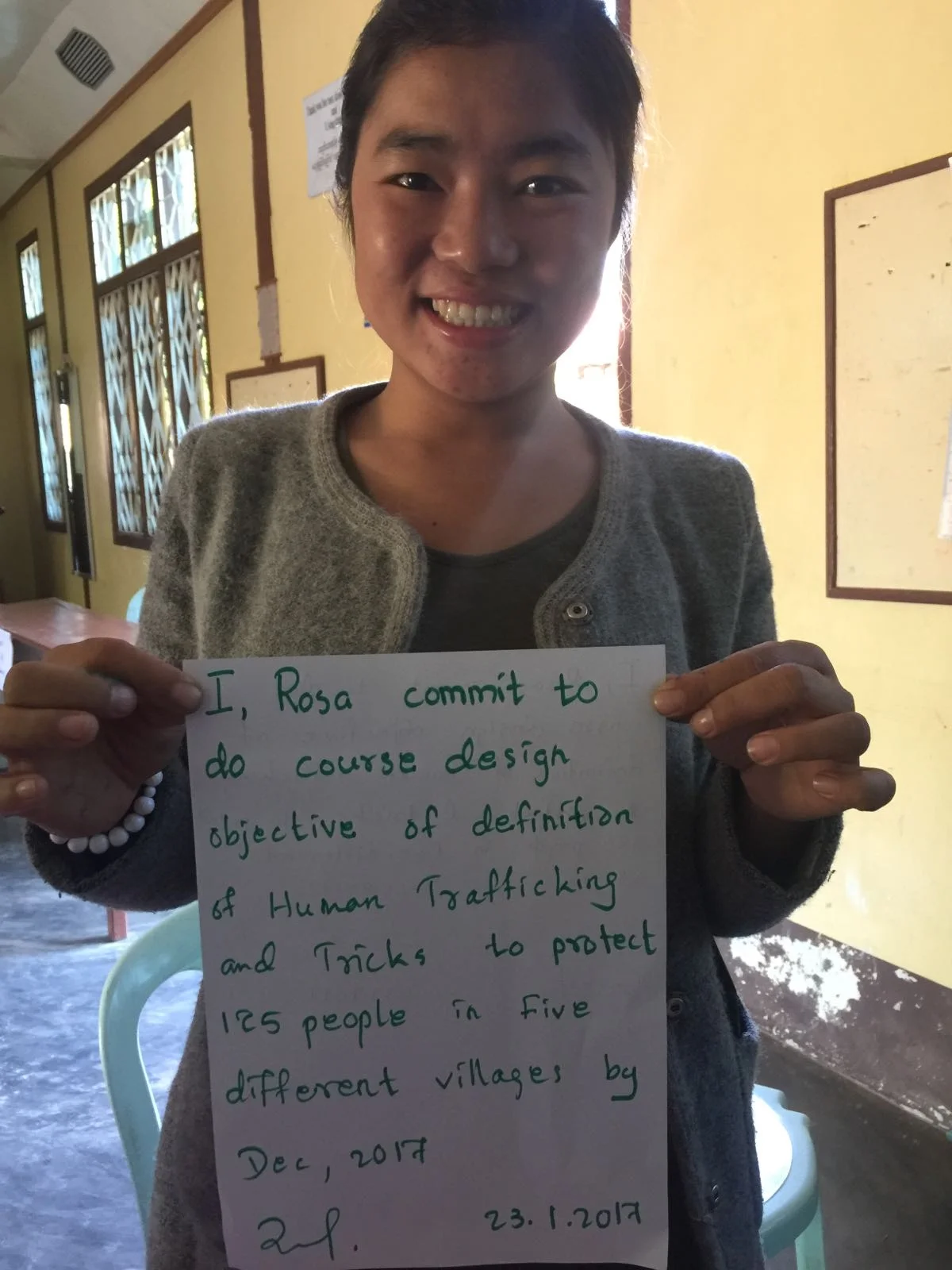 On day 7 after training 19 teachers trainees, 40 villagers and 40 children from orphanages, all 16 trainers made personal commitments to train others in different villages throughout the year. 