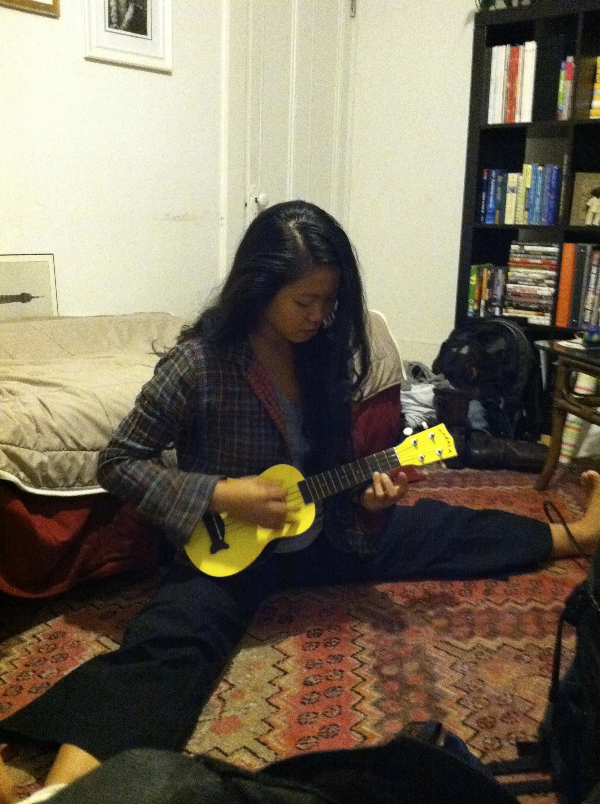 practicing ukelele