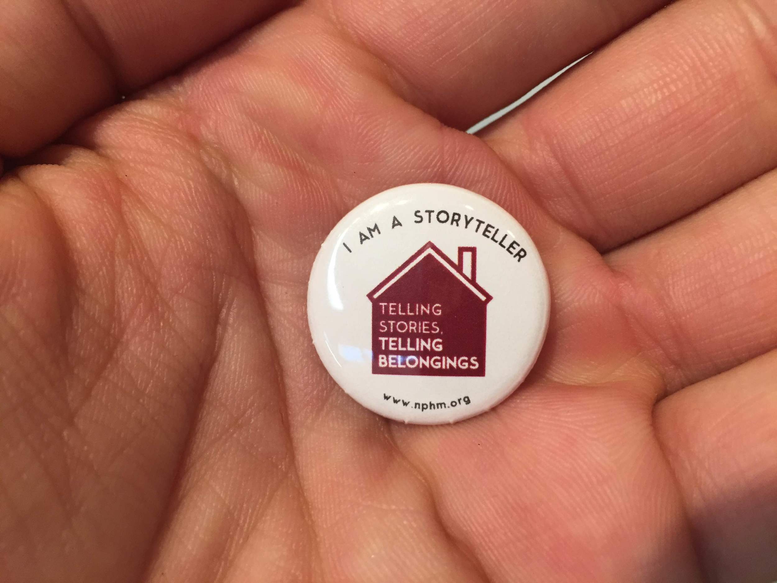  Event attendees received commemorative pins for the event emblazoned with "I am a Storyteller." 