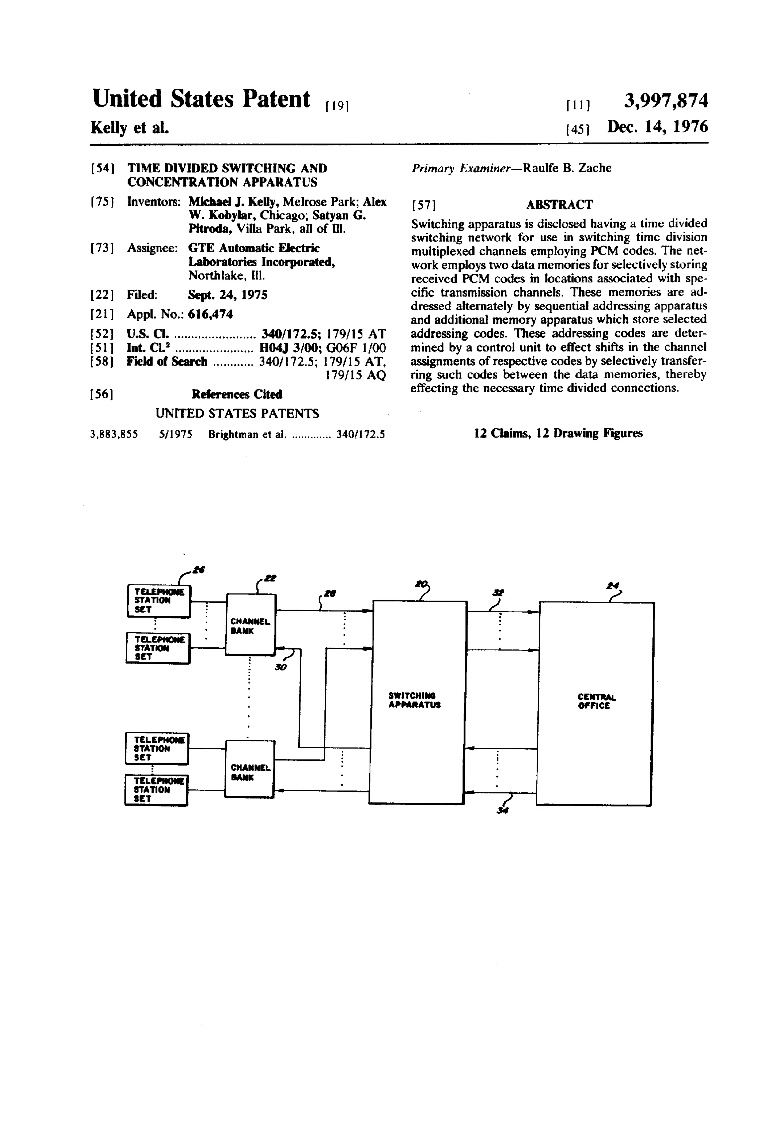 US3997874 Time divided switching and concentration apparatus.jpg