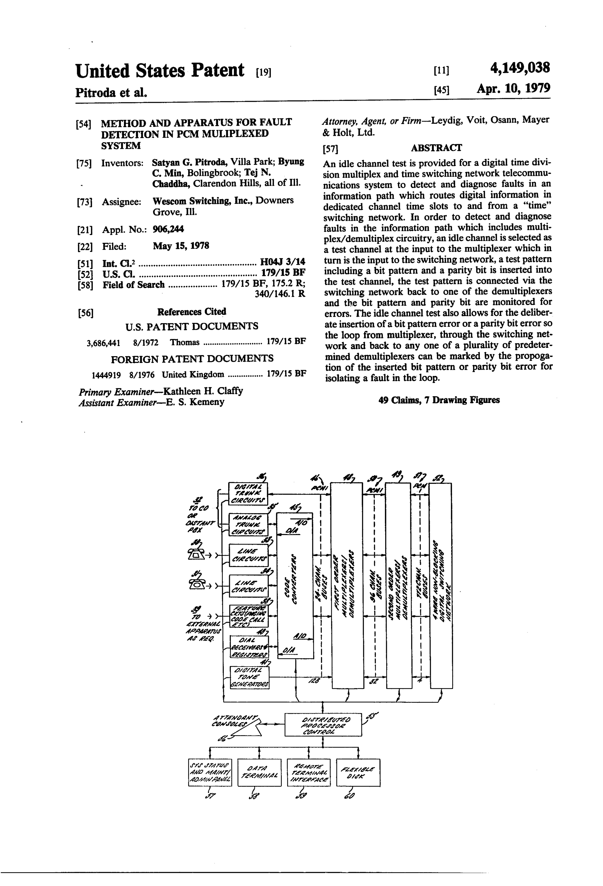 US4149038 Method and apparatus for fault detection in PCM multiplexed system.jpg