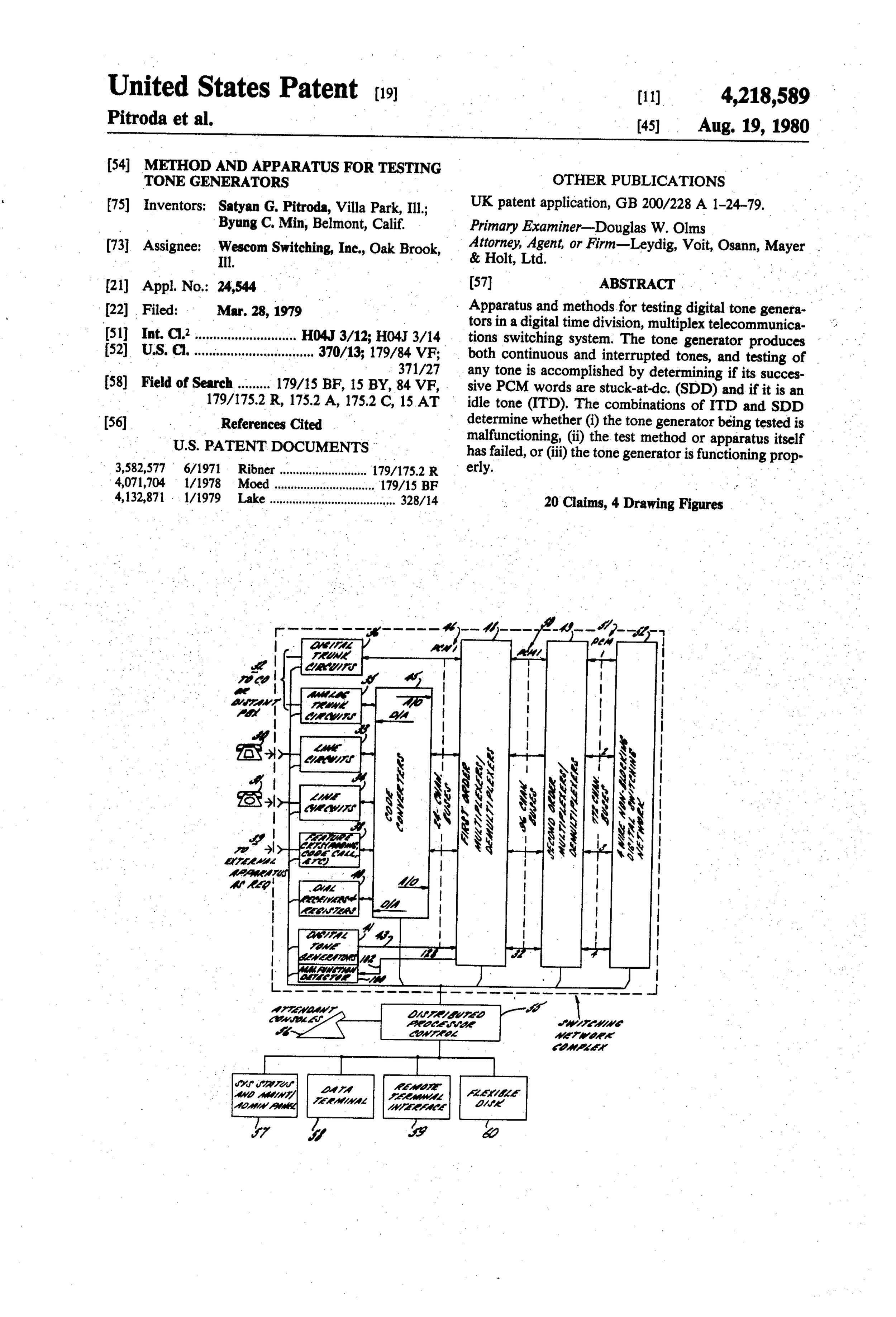 US4218589 Method and apparatus for testing tone generators.jpg