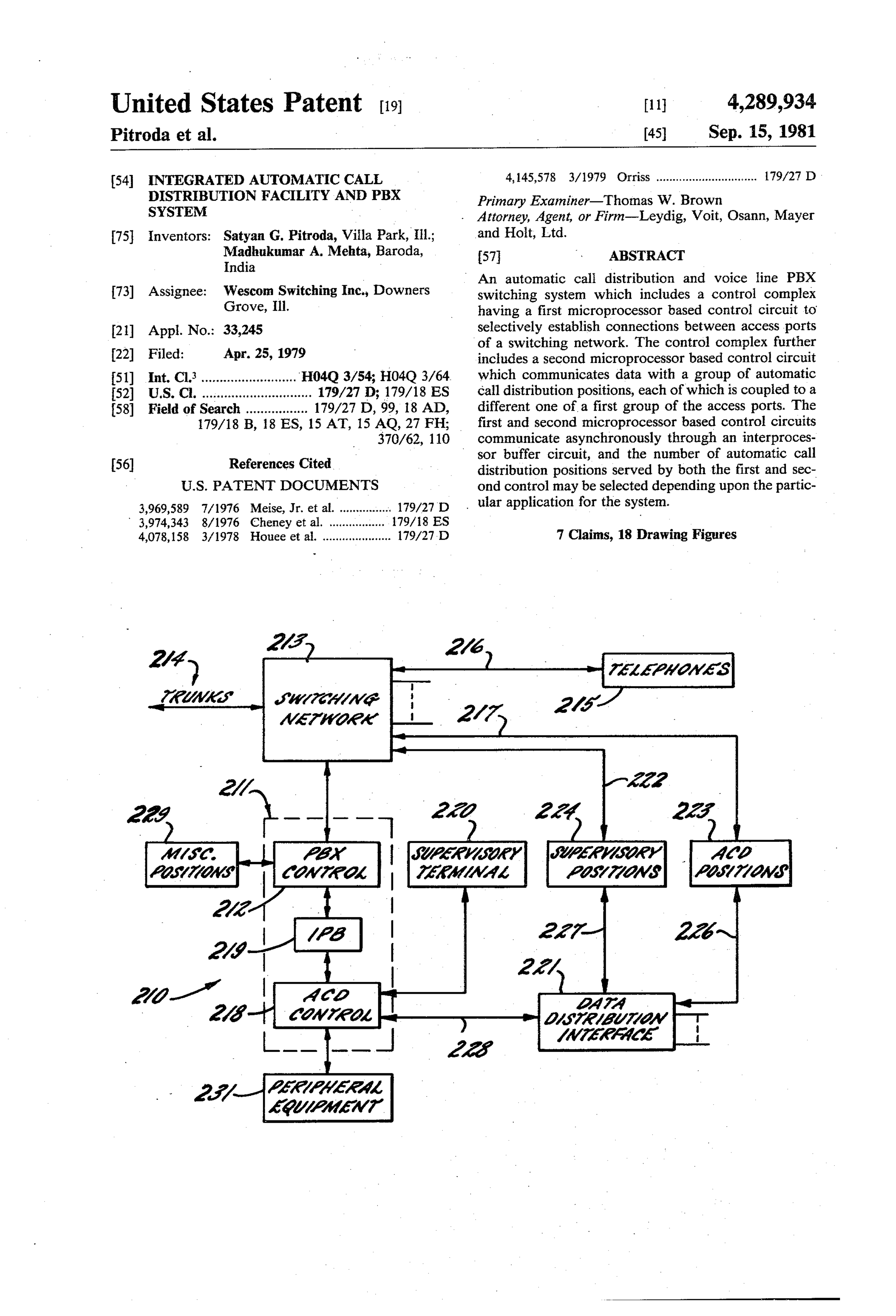 US4289934 Integrated automatic call distribution facility and PBX system.jpg