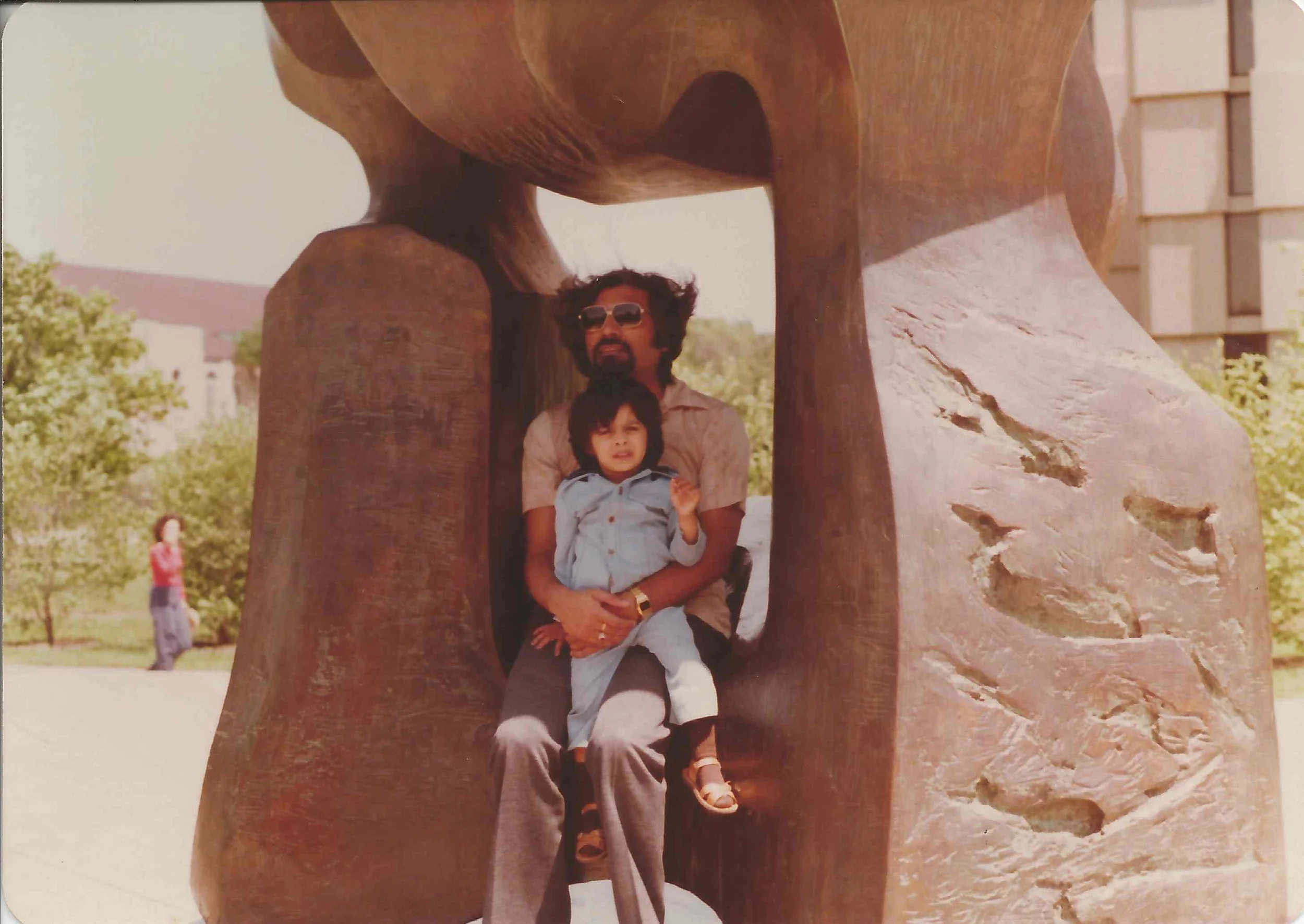 Sam and Salil at the Nuclear Reaction Memorial Site at the University of Chicago