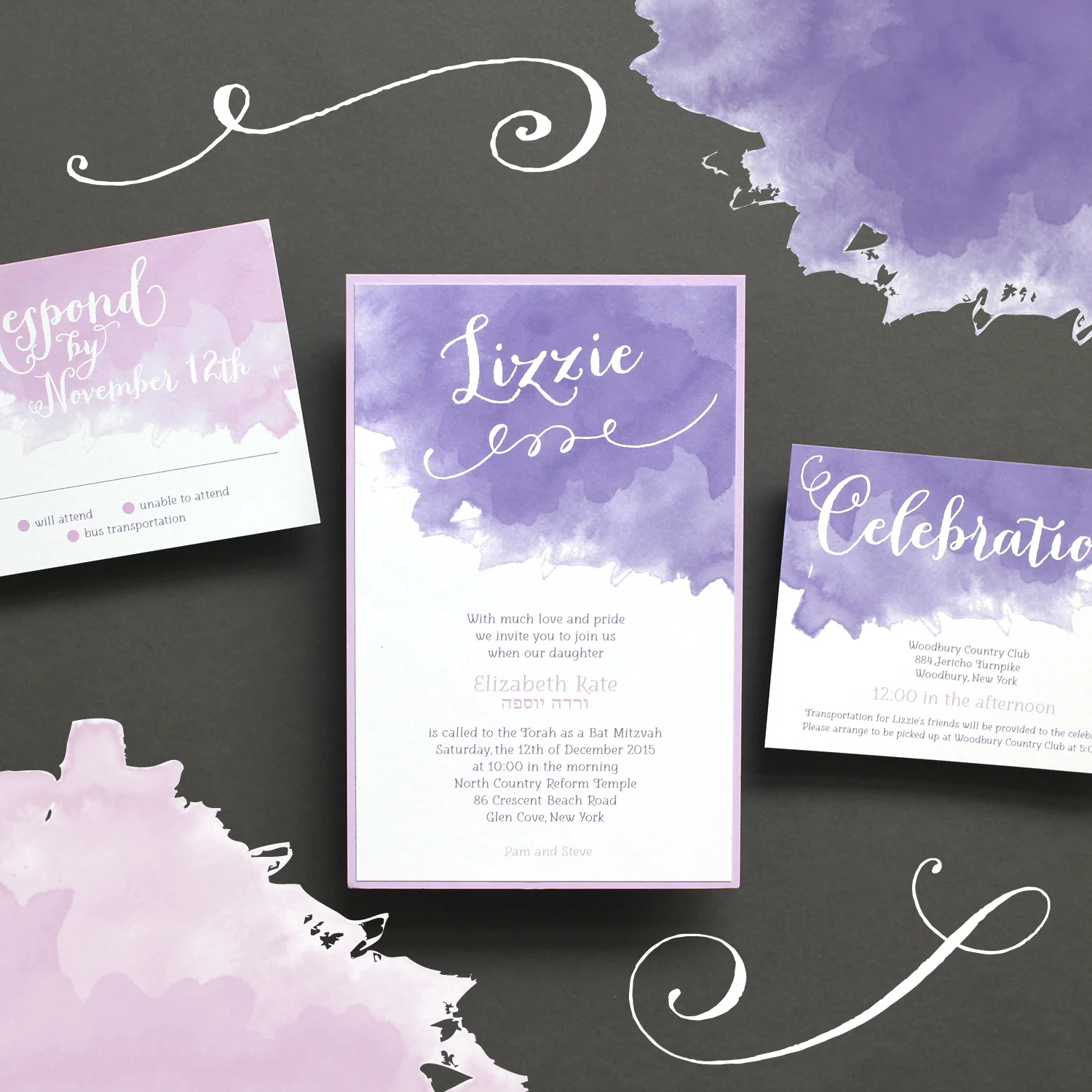 Lizzie's Bat Mitzvah Invitation, 2015 Store: Ethan Niles in Old Westbury, NY