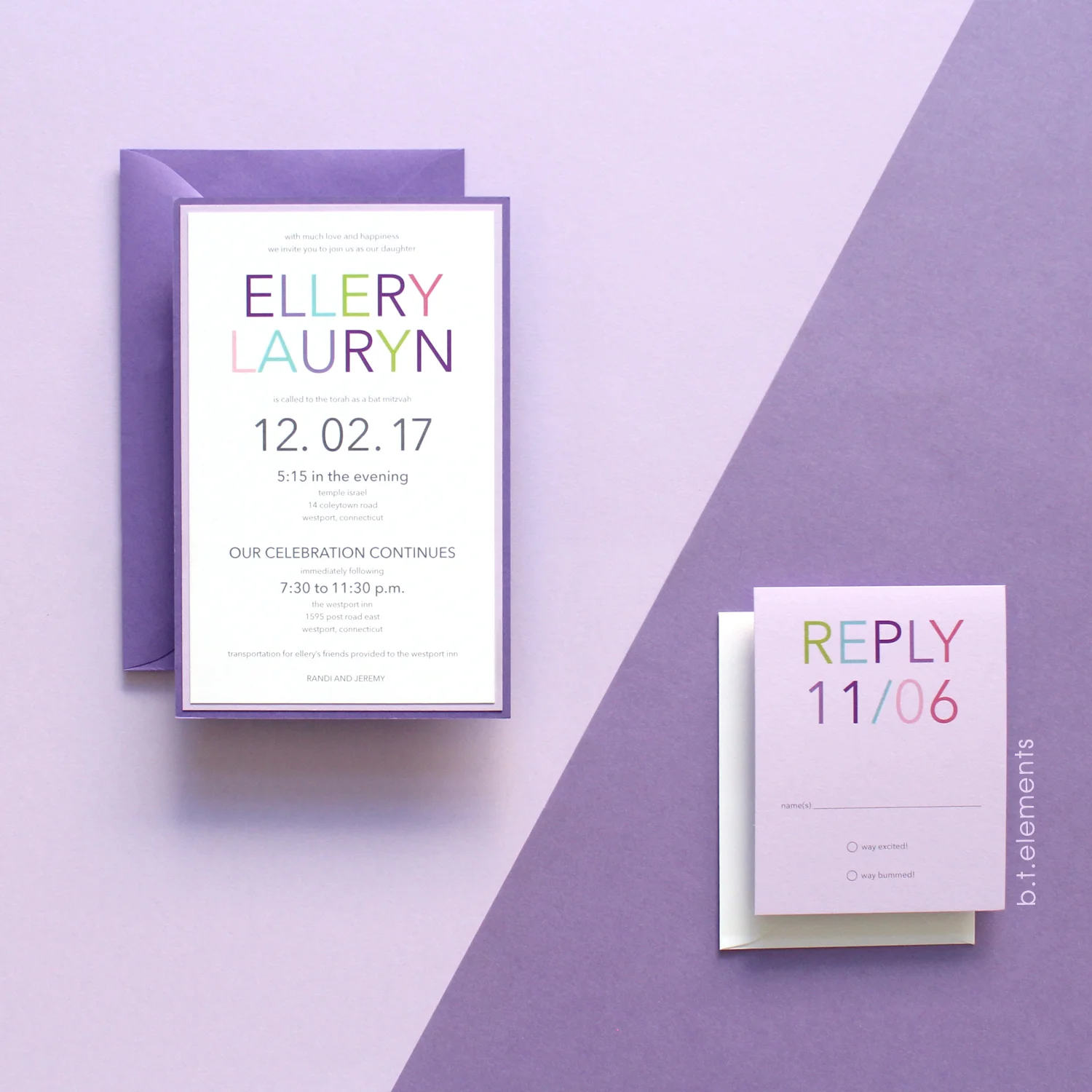 Ellery's Bat Mitzvah Invitation, 2017 Store: The Write Stuff in Weston, CT