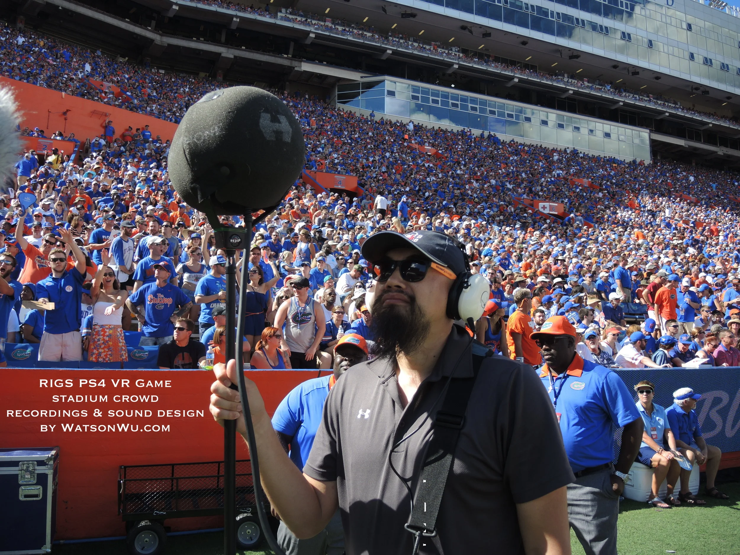 USING A HOLOPHONE 5.1 SURROUND SOUND MICROPHONE (AND OTHER MICS) CONNECTED TO A SOUND DEVICES 788T-SSD 8 TRACK FIELD RECORDER. THERE WERE OVER 90,000 FANS IN THE STADIUM!