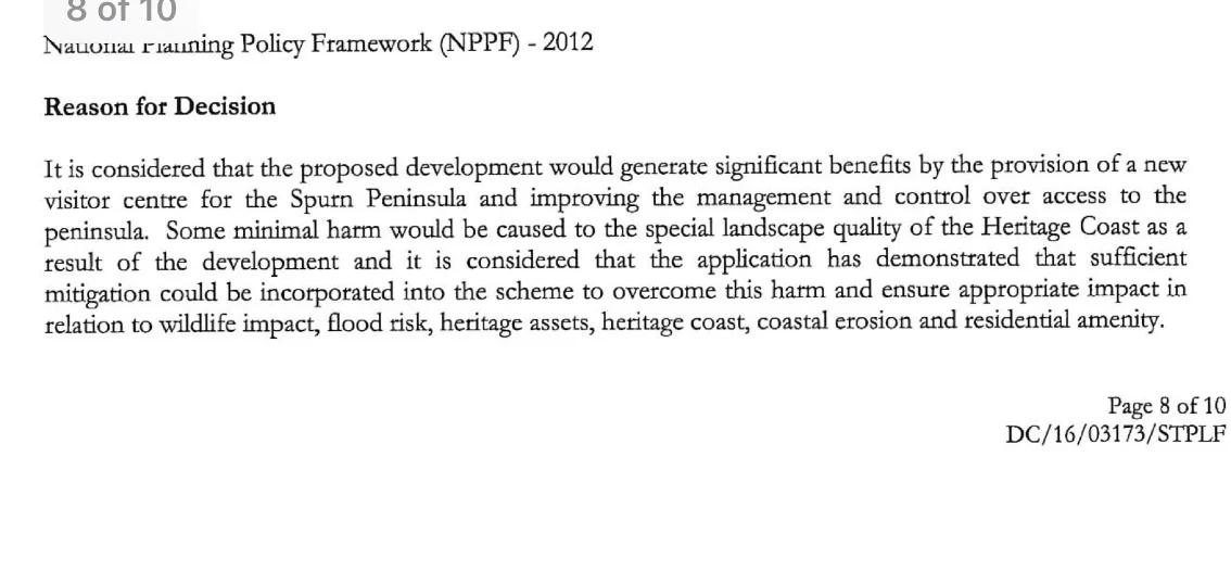 Reason for decision when Planning Permission was granted